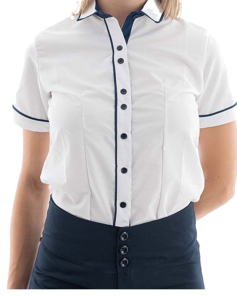 Camisa Blanca con Azul Manga Corta