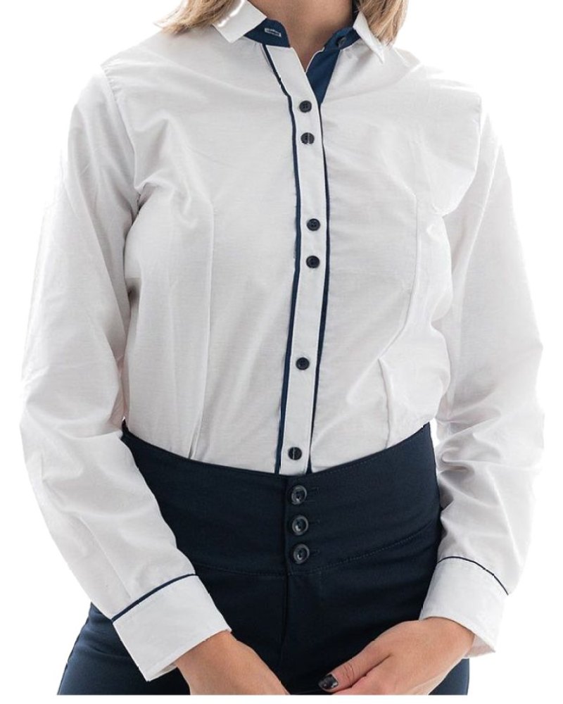 Camisa Blanca con Azul Manga Larga