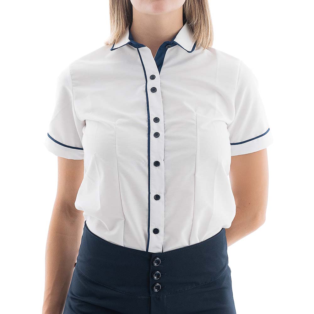 Camisa Blanca Combinada Azul