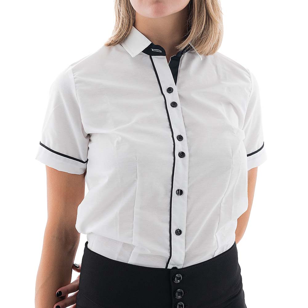 Camisa Blanca Combinada Negro